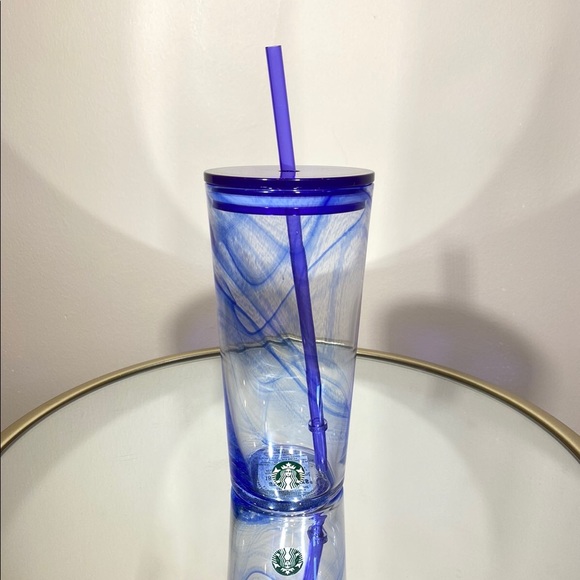 Starbucks New Blue Swirl Glass Tumbler - Picture 2 of 3